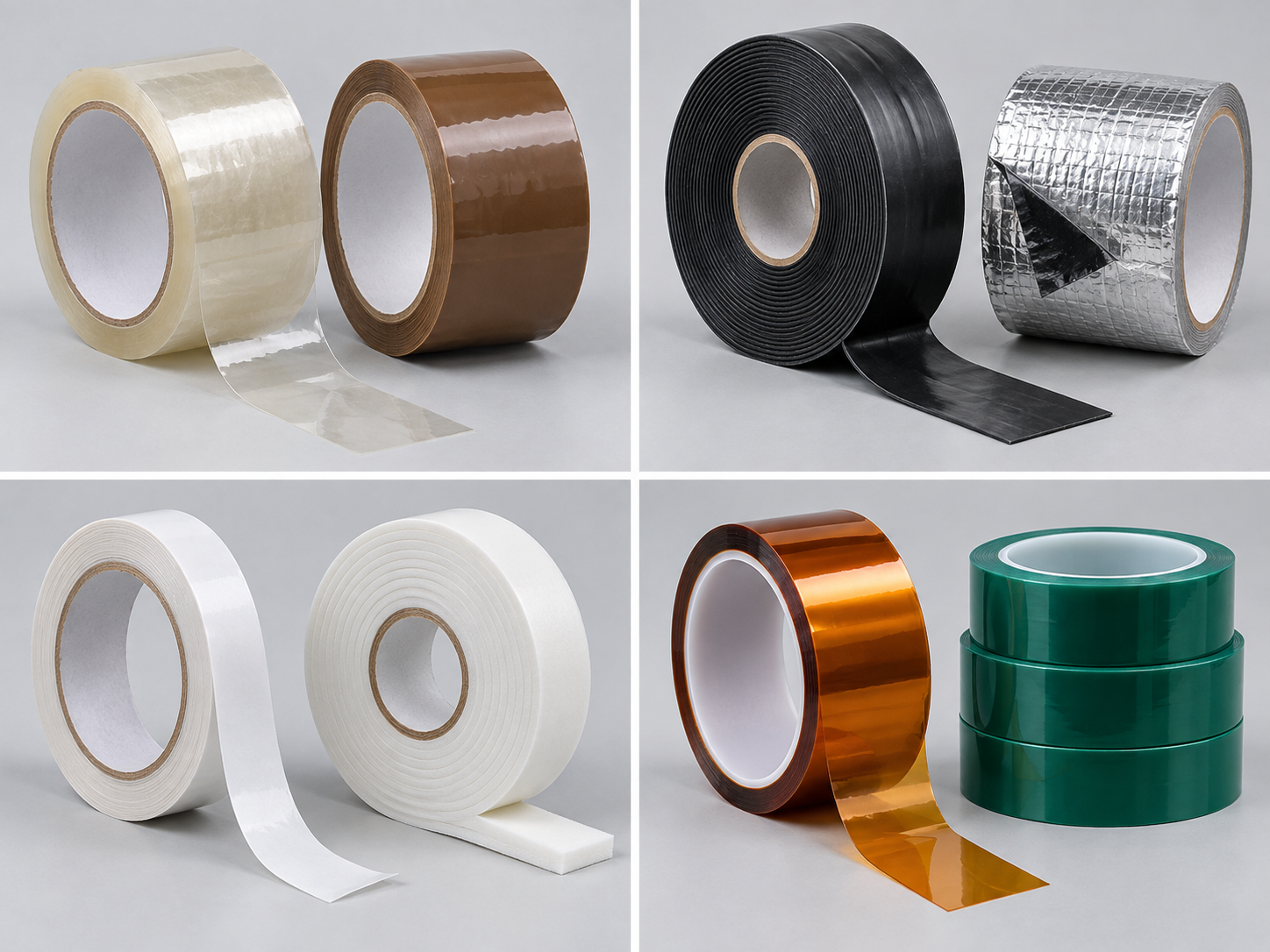Industrial adhesive tape materials for packaging, sealing, bonding and electronics
